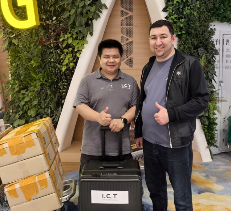 I.C.T のエンジニアが SMT の生産ライン設置のためウズベキスタンに到着