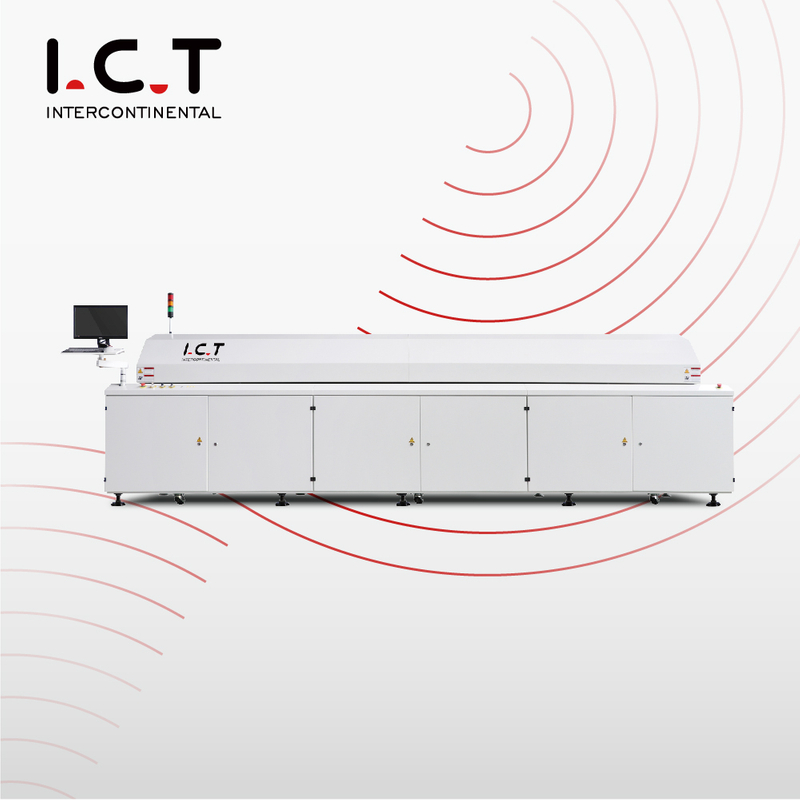 I.C.T |8つの加熱ゾーンを備えた鉛フリー熱風リフローはんだ付けオーブン