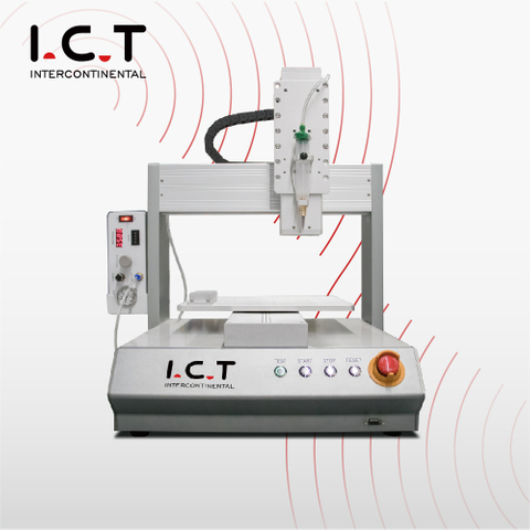 I.C.T | 3 軸コブ ベンチトップ接着機 ar PCB 塗布 SMT 生産中