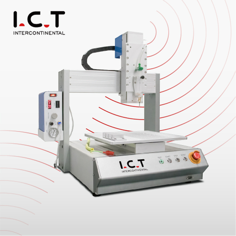 I.C.T | 3 軸コブ ベンチトップ接着機 ar PCB 塗布 SMT 生産中